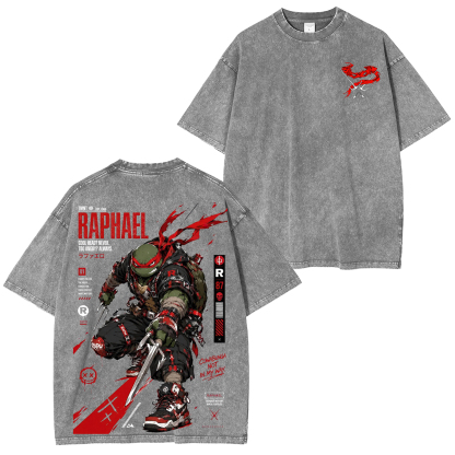 Teenage Mutant Ninja Turtles Raphael Printed Unisex Washed T-Shirt