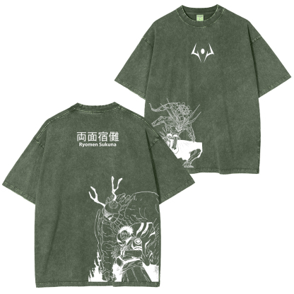 Jujutsu Kaisen Ryomen Sukuna Printed Unisex Washed T-Shirt