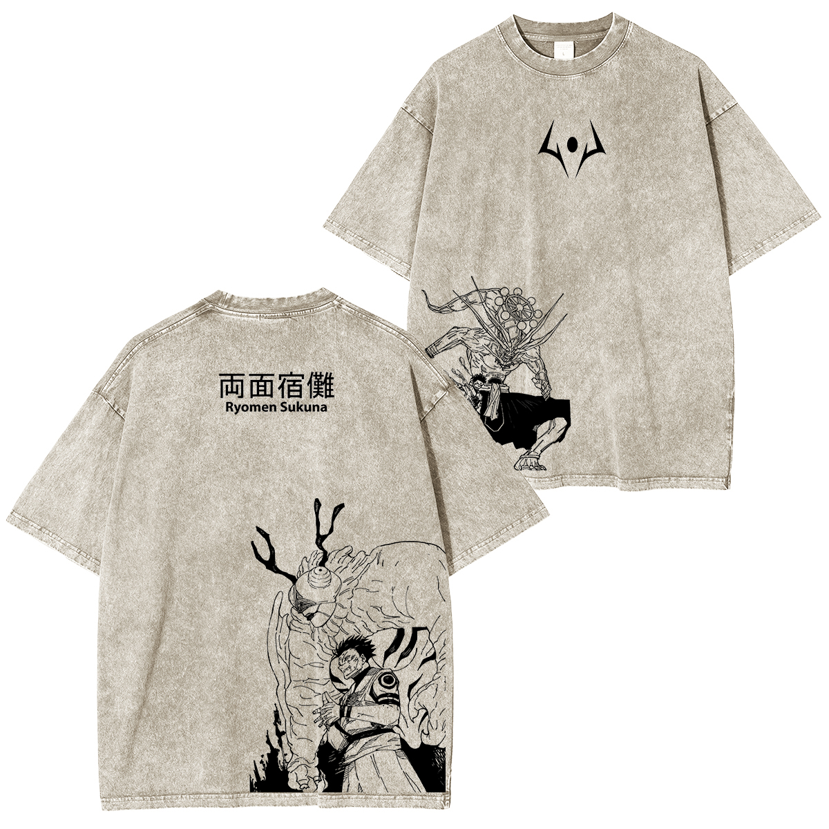 Jujutsu Kaisen Ryomen Sukuna Printed Unisex Washed T-Shirt
