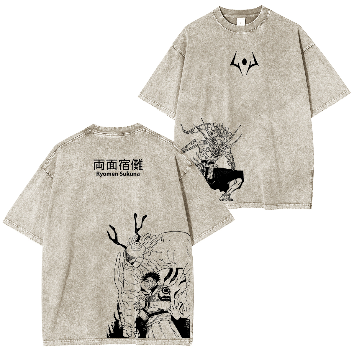 Jujutsu Kaisen Ryomen Sukuna Printed Unisex Washed T-Shirt