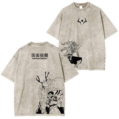 Jujutsu Kaisen Ryomen Sukuna Printed Unisex Washed T-Shirt