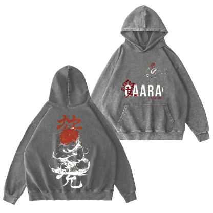 Naruto Gaara Unisex Washed Hoodie