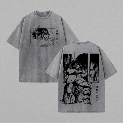 Attack on Titan Printed Unisex Washed T-Shirt