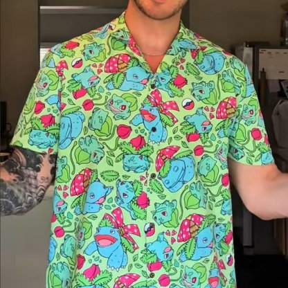 Bulbasaur Hawaiian Button-Up Men's Shirt
