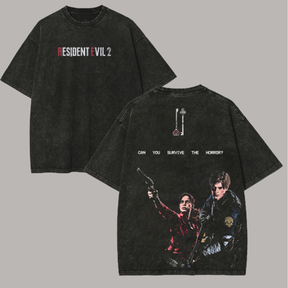 Resident Evil 2 Printed Unisex Washed T-Shirt