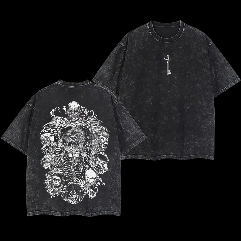 Attack on Titan   Printed Men's Washed T-Shirt