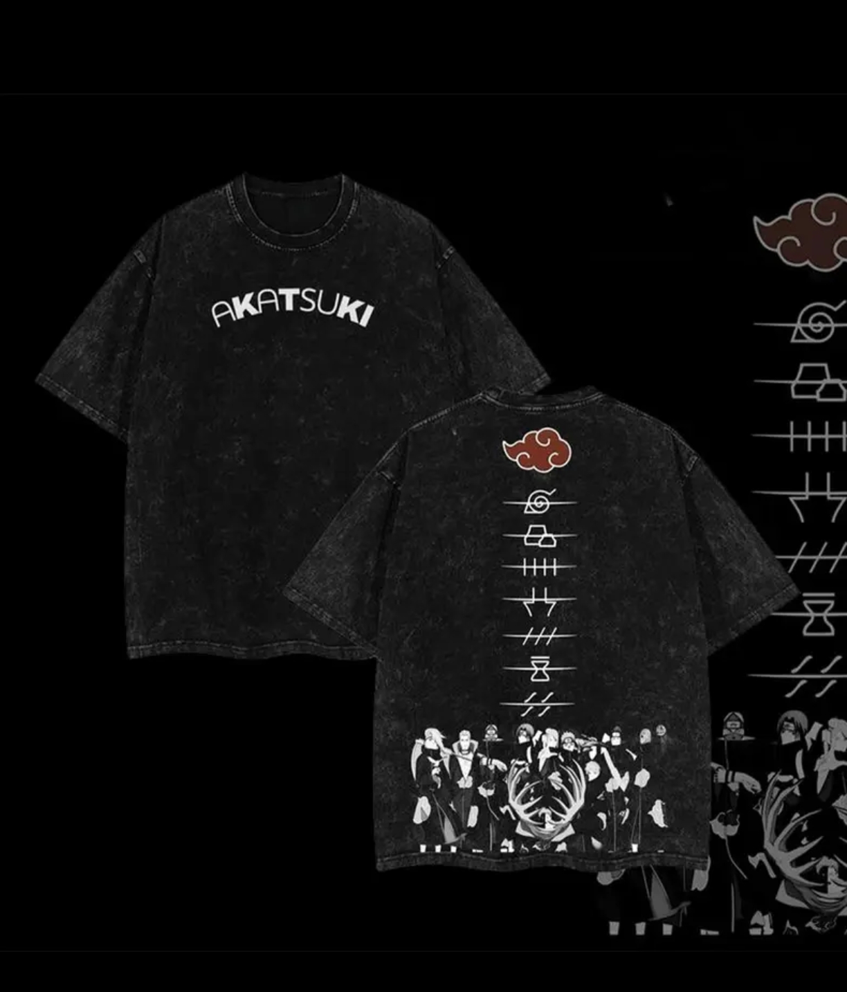 Akatsuki Naruto Printed Unisex Washed T-Shirt