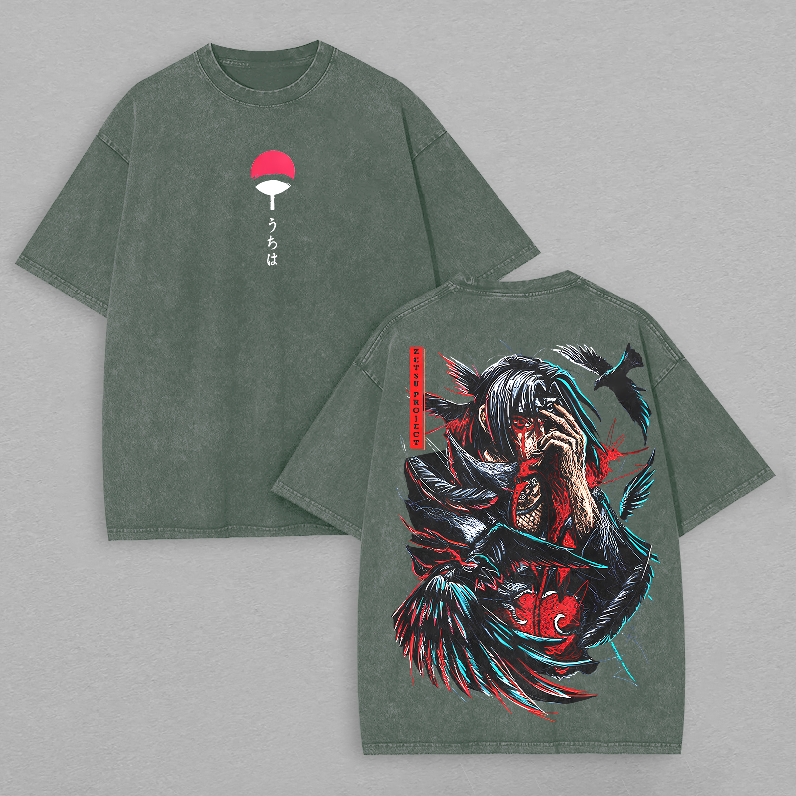 Uchiha Itachi Naruto Printed Unisex Washed T-Shirt