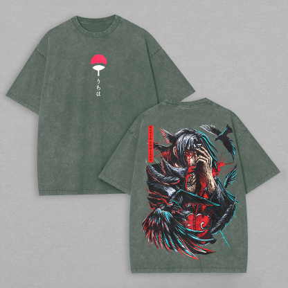 Uchiha Itachi Naruto Printed Unisex Washed T-Shirt