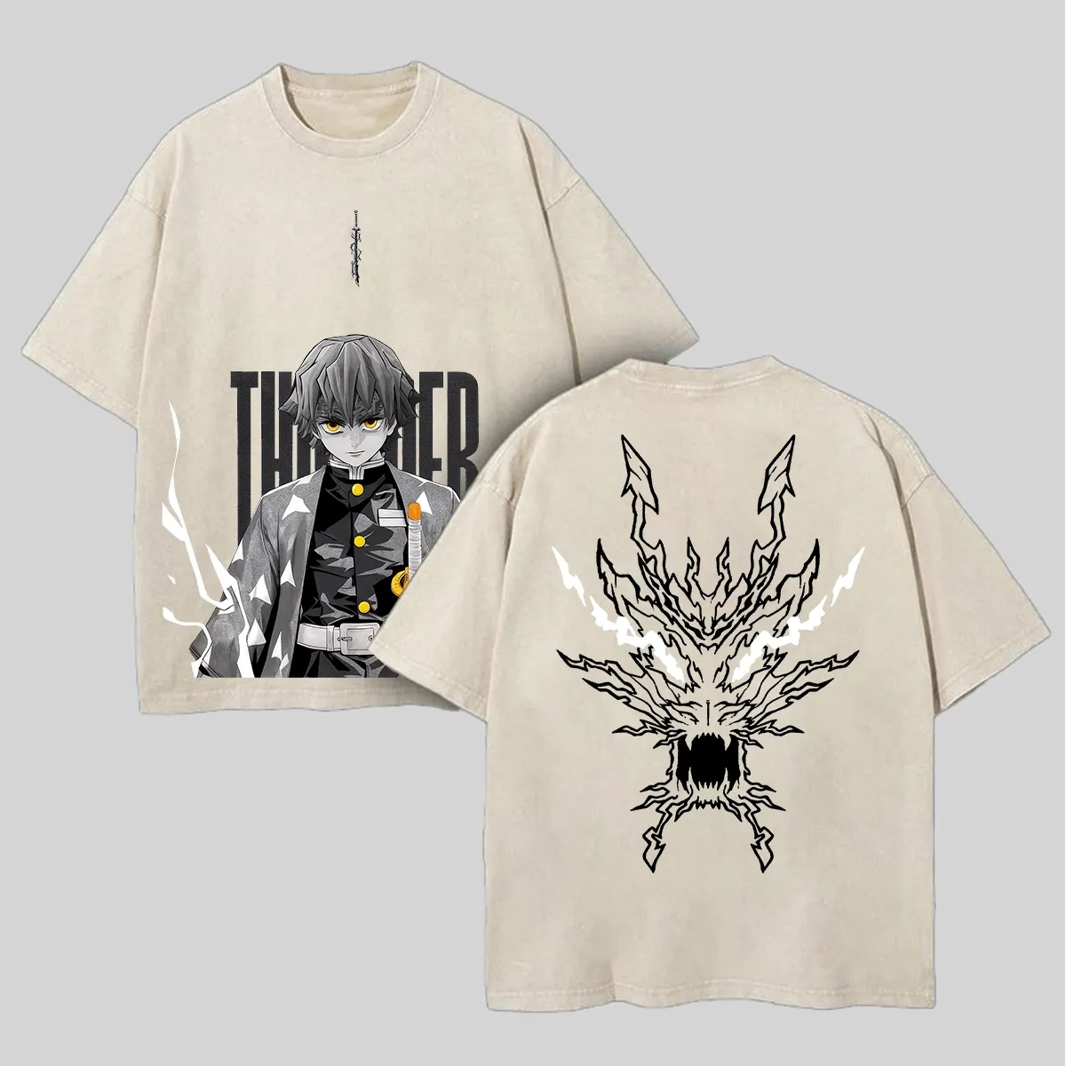 Zenitsu Demon Slayer Printed Unisex Washed T-Shirt