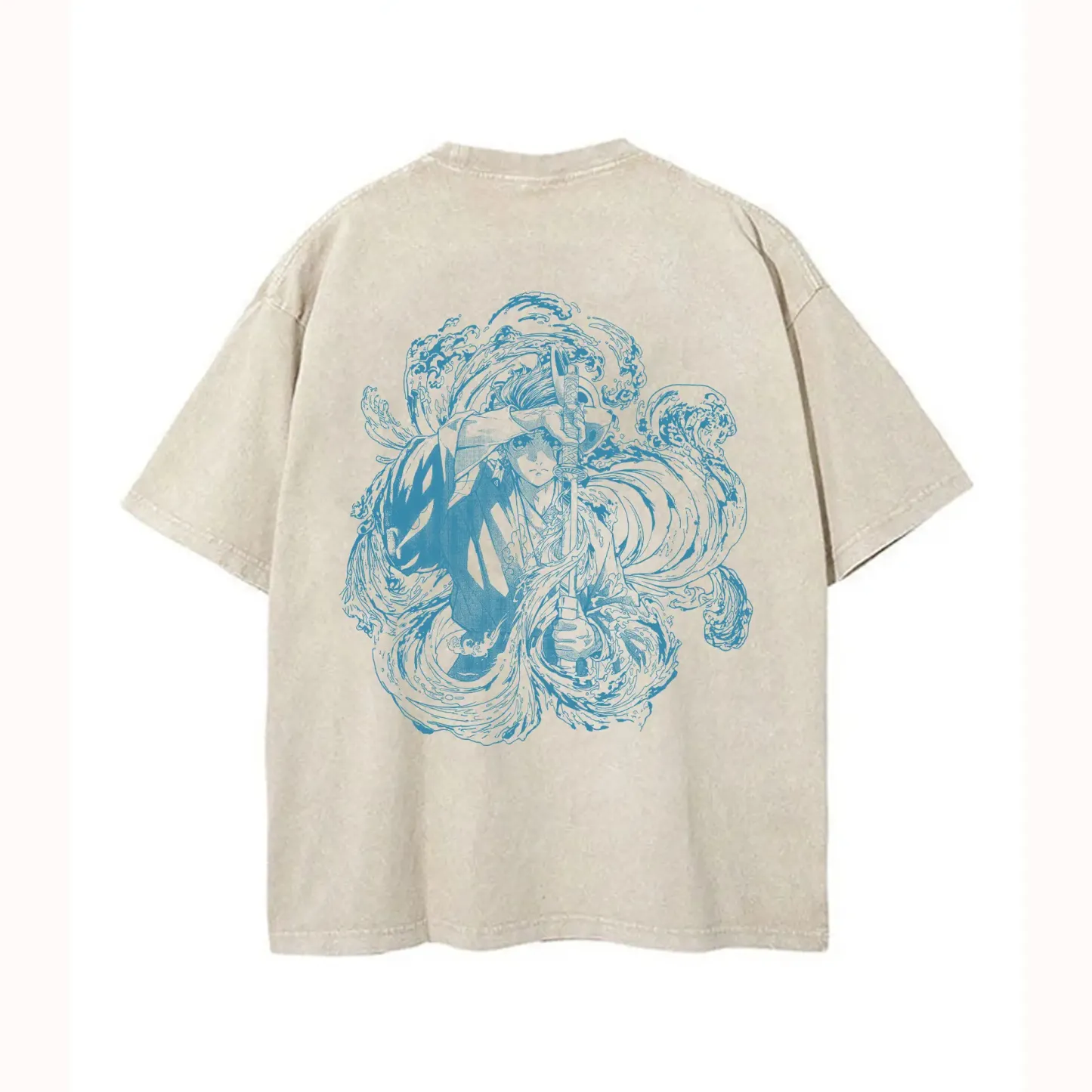 Tanjiro Water Breathing 2-Sided Vintage Oversize Washed T-Shirt- Unisex