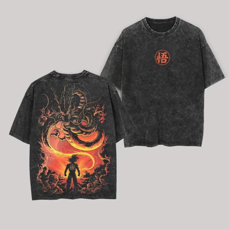 Goku Calling Dragon Dragon Ball Z Oversize Washed T-Shirt- Unisex