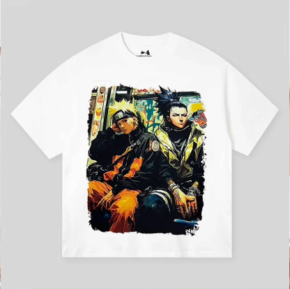 Unisex Naruto And Shikamaru Printed Oversized T-shirt