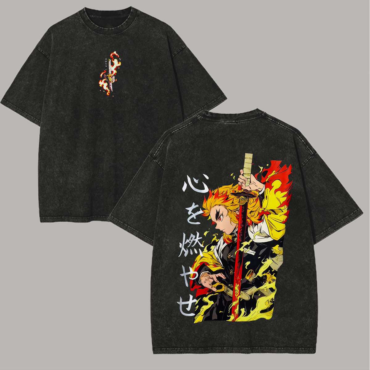 Demon Slayer Kyōjurō Rengoku Printed Unisex Washed T-Shirt