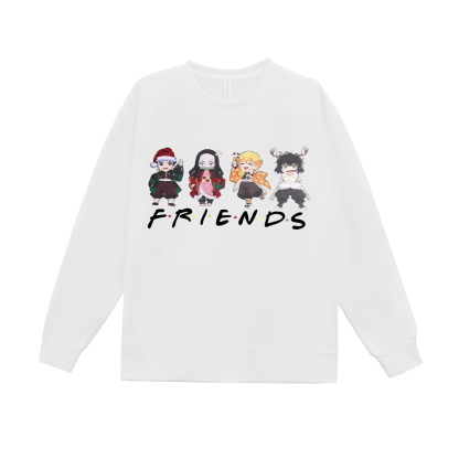 Demon Slayer Friends Printed Fleece-lined Unisex Sweatshirt