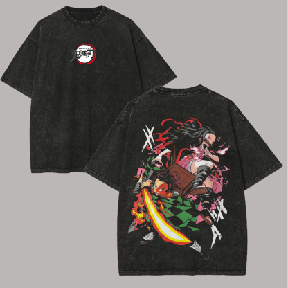 Demon Slayer Printed Unisex Washed T-Shirt