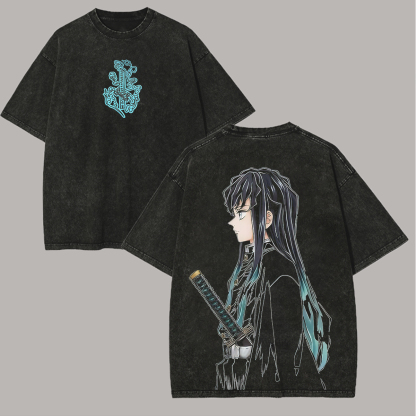 Demon Slayer Muichiro Tokito Printed Unisex Washed T-Shirt