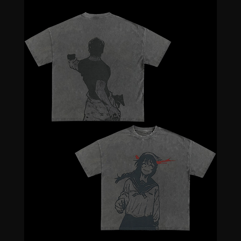 Jujutsu Kaisen Anime Printed Men's Washed T-Shirt