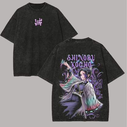 Shinobu Kocho Demon Slayer Printed Unisex Washed T-Shirt