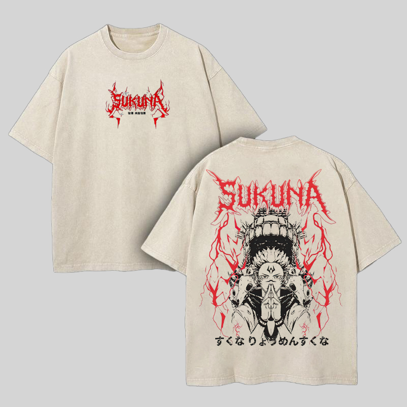 Sukuna Jujutsu Kaisen Printed Unisex Washed T-Shirt