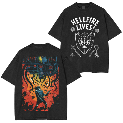 Stranger Things Hellfire Lives Unisex Washed T-Shirt