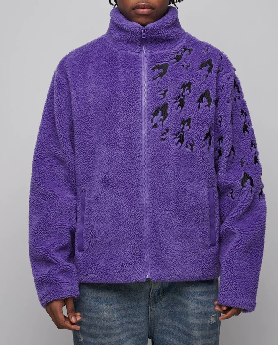 Naruto Sasuke Uchiha's Curse Seal Wool Zipper Fleece Jacket