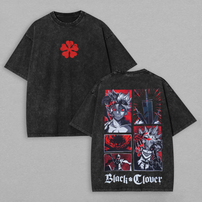 Black Clover Printed Unisex Washed T-Shirt