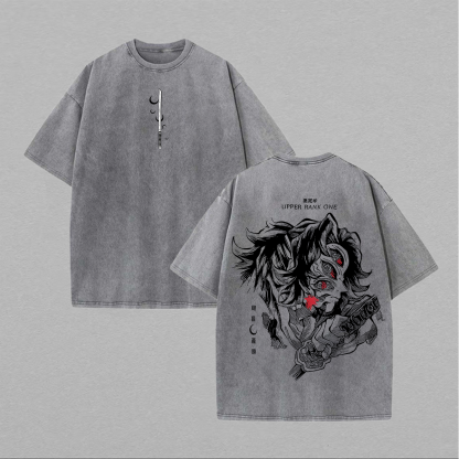 Demon Slayer Kokushibo Printed Unisex Washed T-Shirt