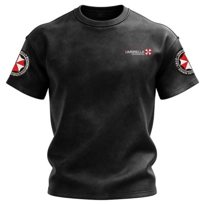 Resident Evil Umbrella Corporation Printed Unisex Washed T-Shirt