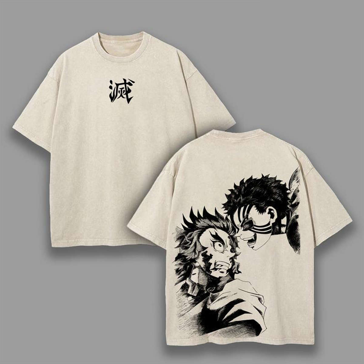 Demon Slayer Printed Unisex Washed T-Shirt