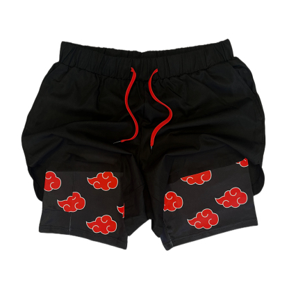 Red Clouds Anime Printed Men's Shorts
