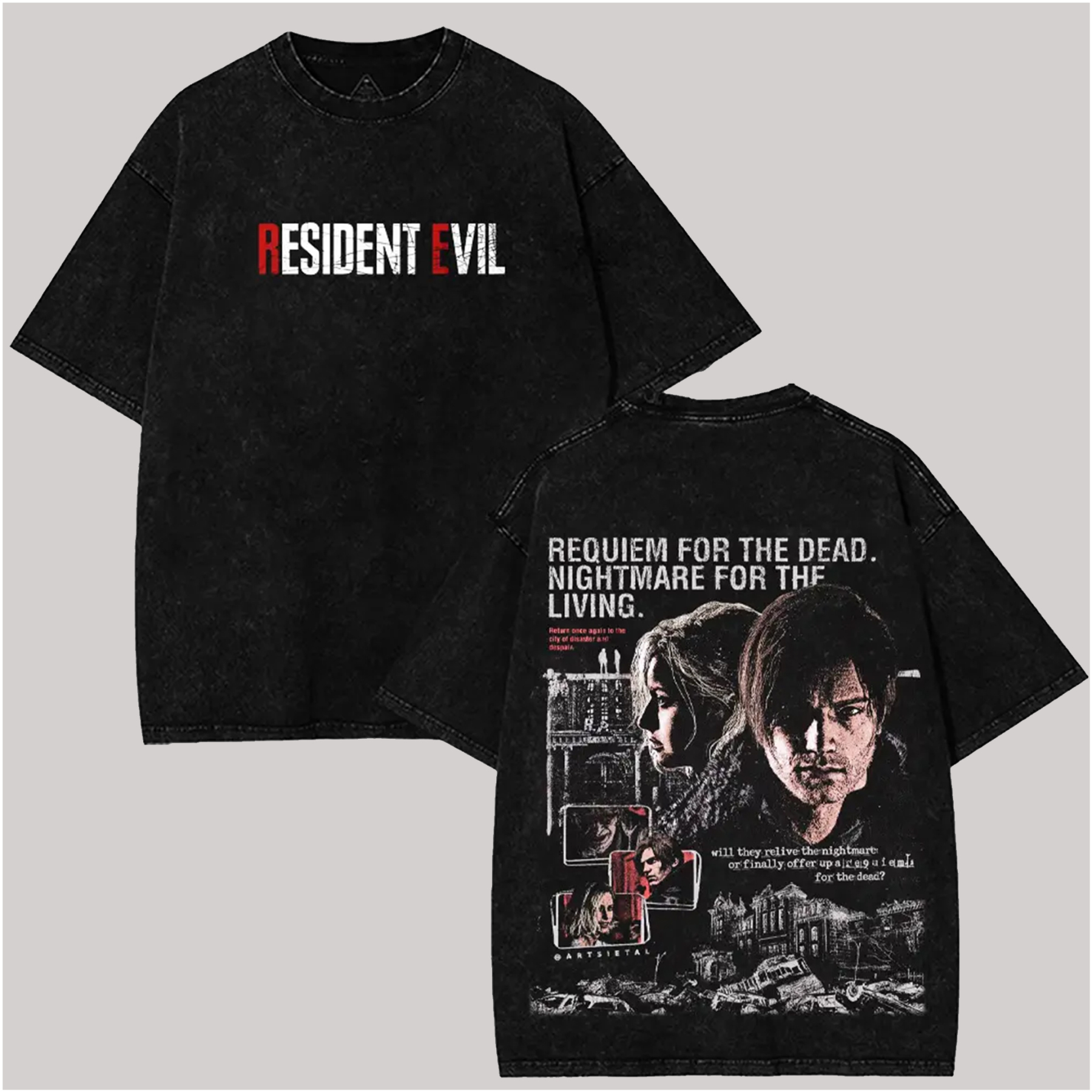 Resident Evil Printed Unisex Washed T-Shirt