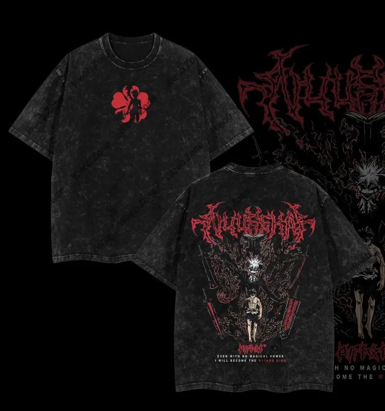 Black Clover Printed Unisex Washed T-Shirt