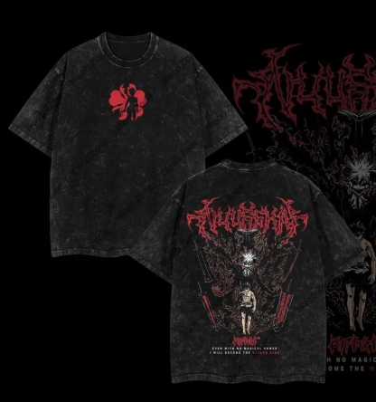 Black Clover Printed Unisex Washed T-Shirt