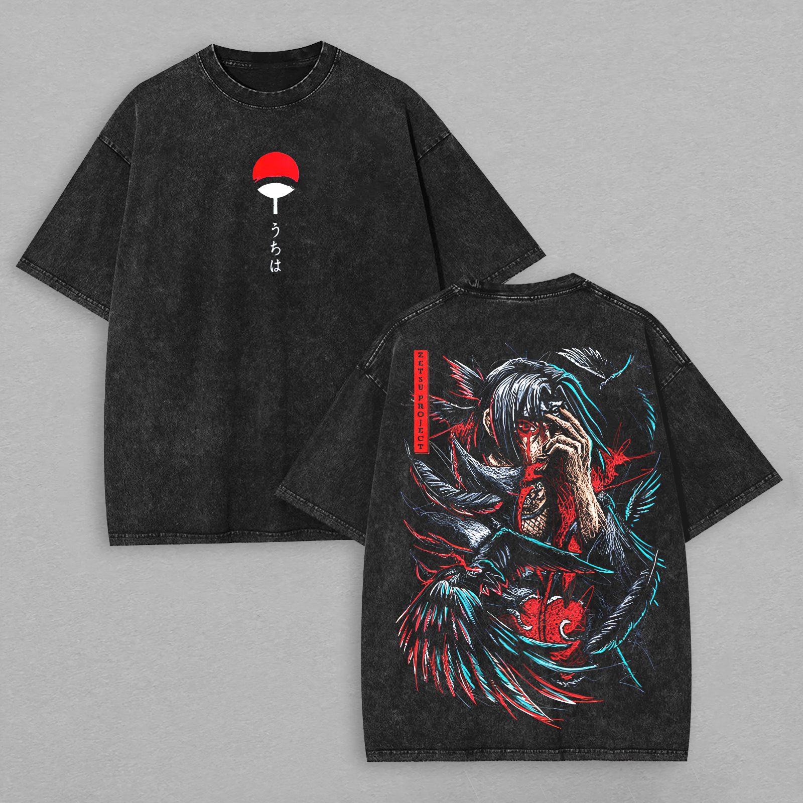Uchiha Itachi Naruto Printed Unisex Washed T-Shirt
