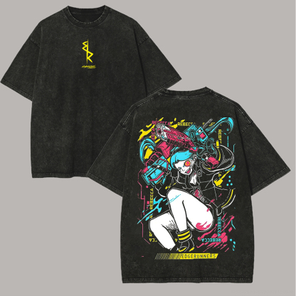 Cyberpunk: Edgerunners Printed Unisex Washed T-Shirt