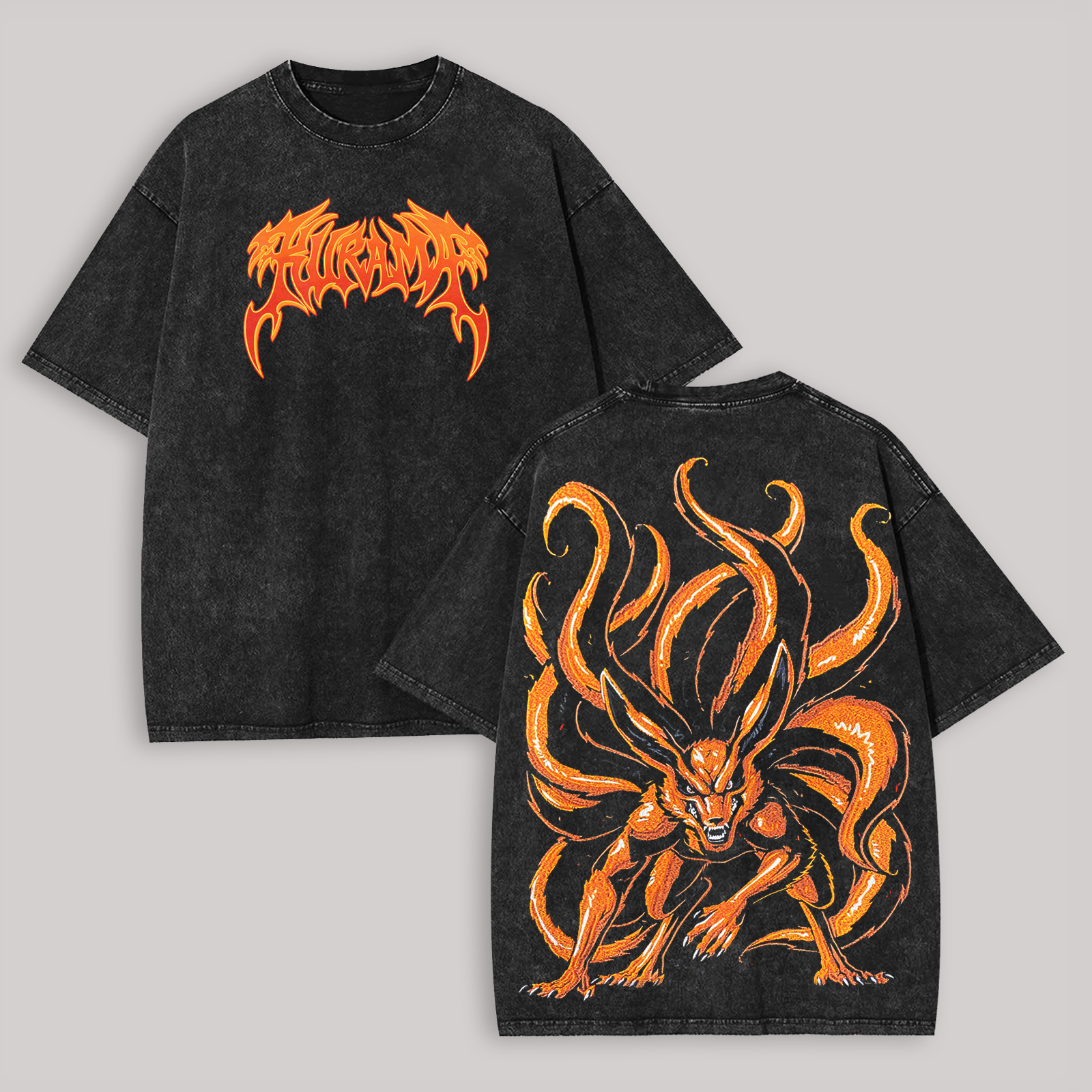 Naruto Kurama Printed Unisex Washed T-Shirt