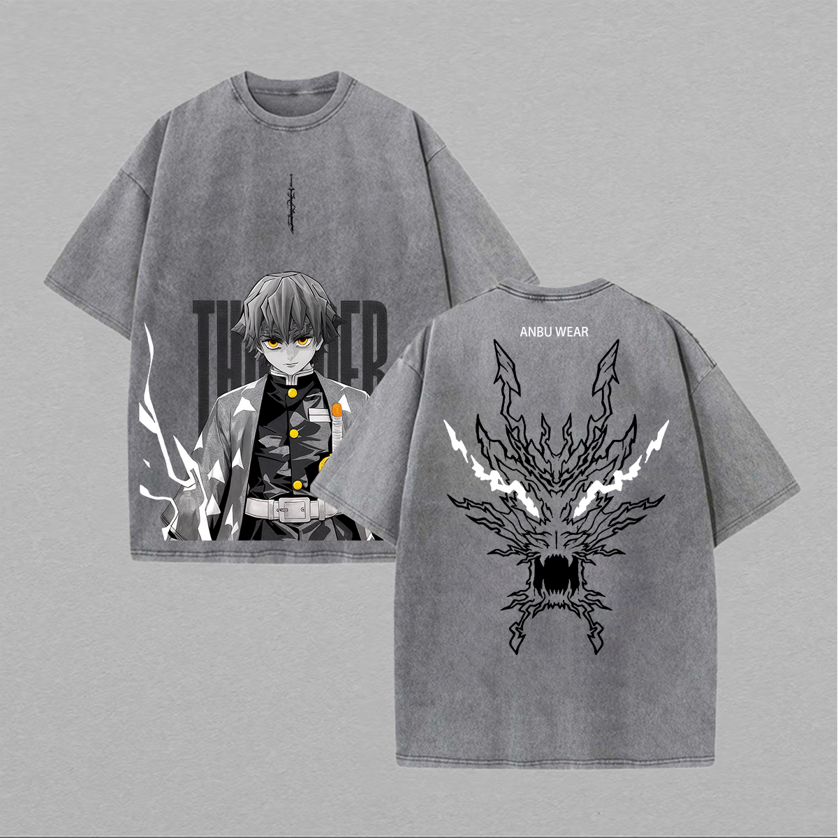 Zenitsu Demon Slayer Printed Unisex Washed T-Shirt