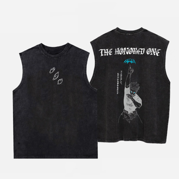 The Honored One Anime Printed Men's Washed Vest