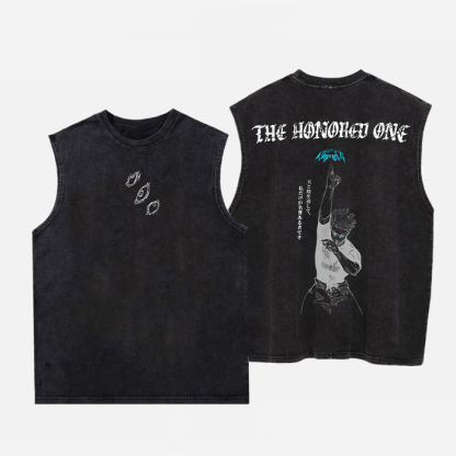 The Honored One Anime Printed Men's Washed Vest