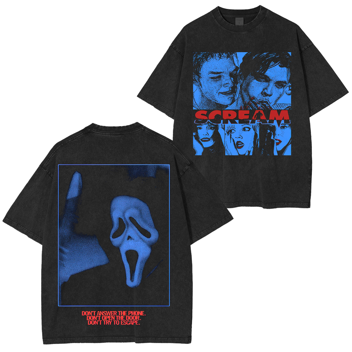 Scream Printed Unisex Washed T-Shirt