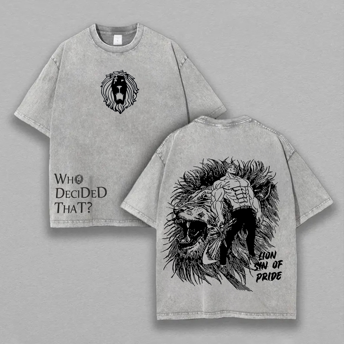 Seven Deadly Sins Escanor Printed Unisex Washed T-Shirt