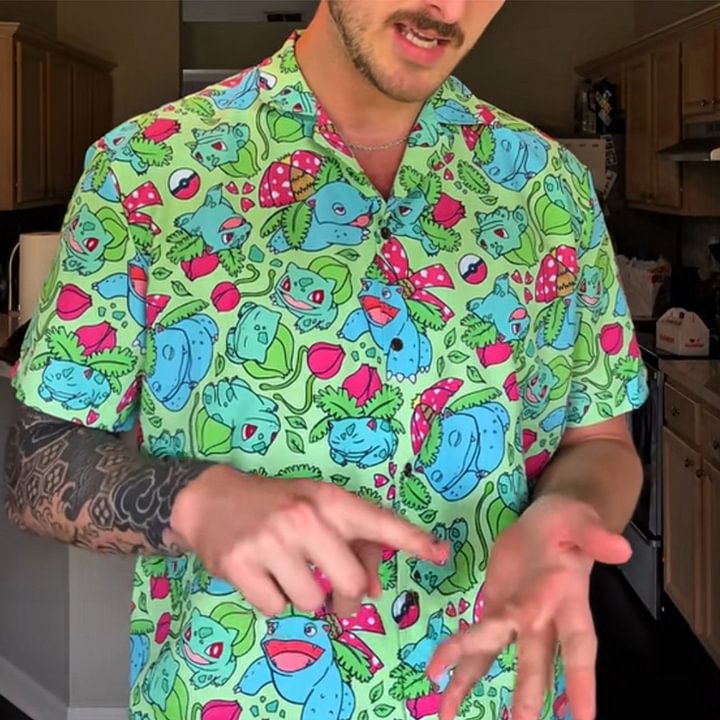 Bulbasaur Hawaiian Button-Up Men's Shirt
