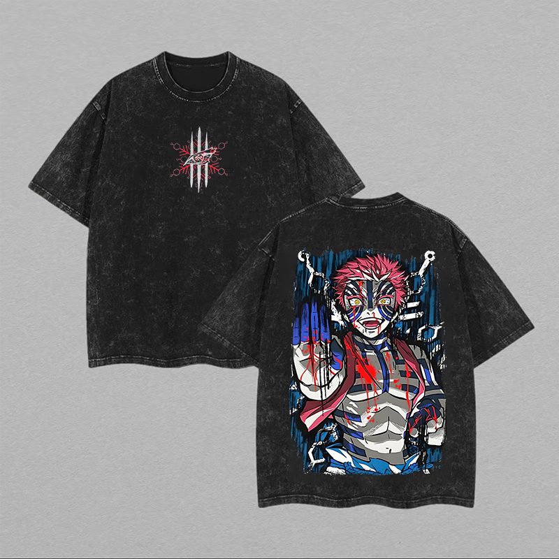Akaza Demon Slayer Printed Unisex Washed T-Shirt