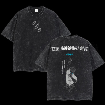 The Honored One Anime Printed Oversize Washed T-Shirt