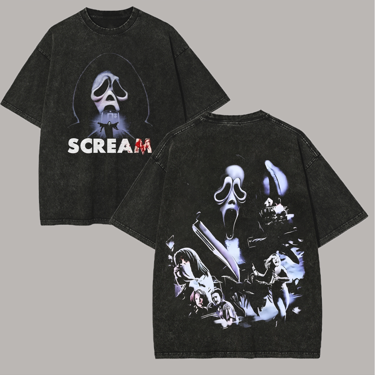 Scream Printed Unisex Washed T-Shirt