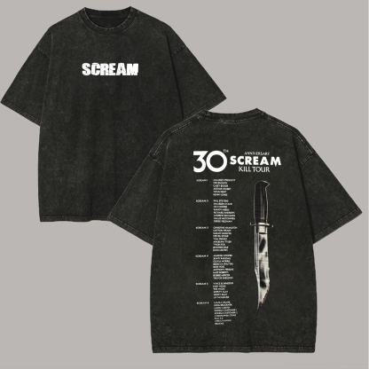 Scream Printed Unisex Washed T-Shirt