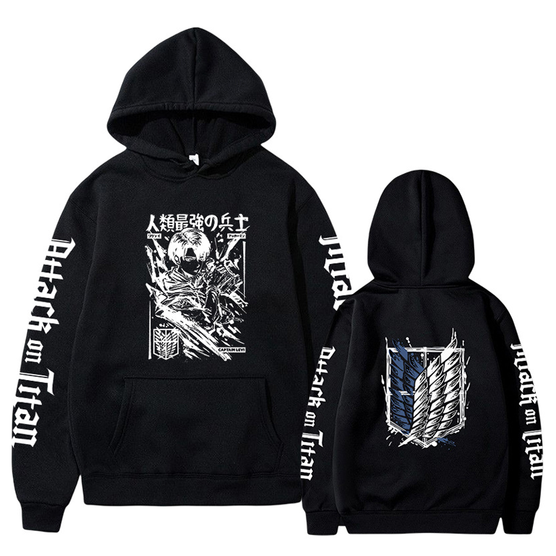 Attack on Titan Levi Printed Washed Hoodie- Unisex