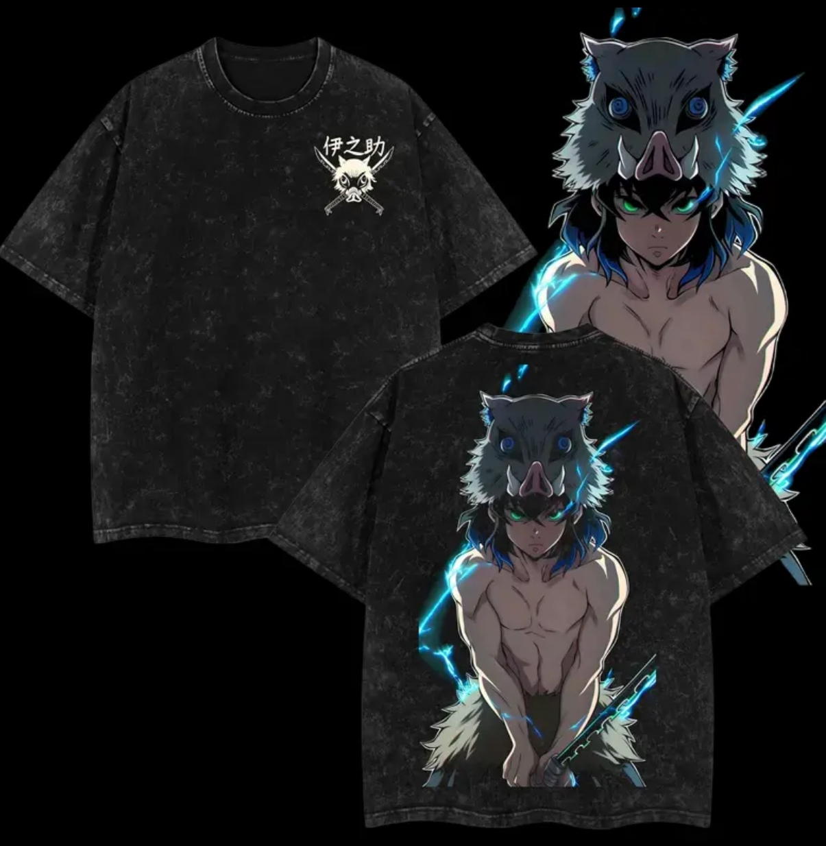 Demon slayer Inosuke Hashibira Printed Unisex Washed T-Shirt