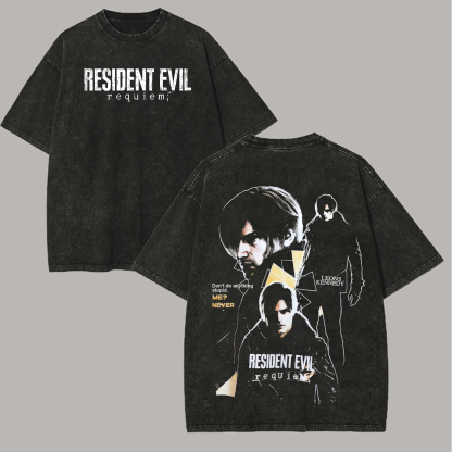 Resident Evil Leon S. Kennedy Printed Unisex Washed T-Shirt